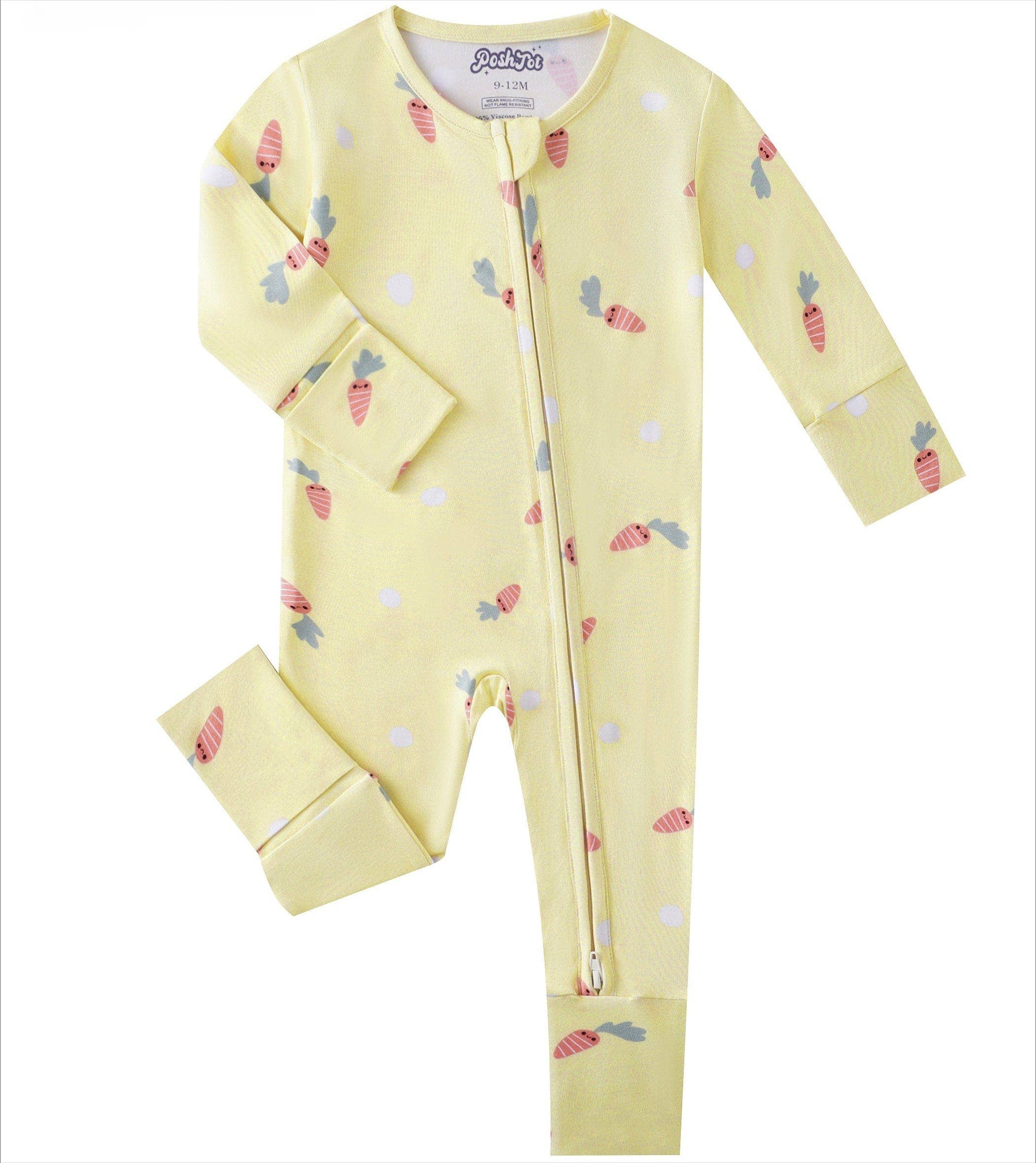 PoshTOT Carrot Bamboo Baby Convertible Zippy Romper