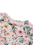 PoshTOT Pink Flower Print 2 Piece Short Sleeves PJ Set