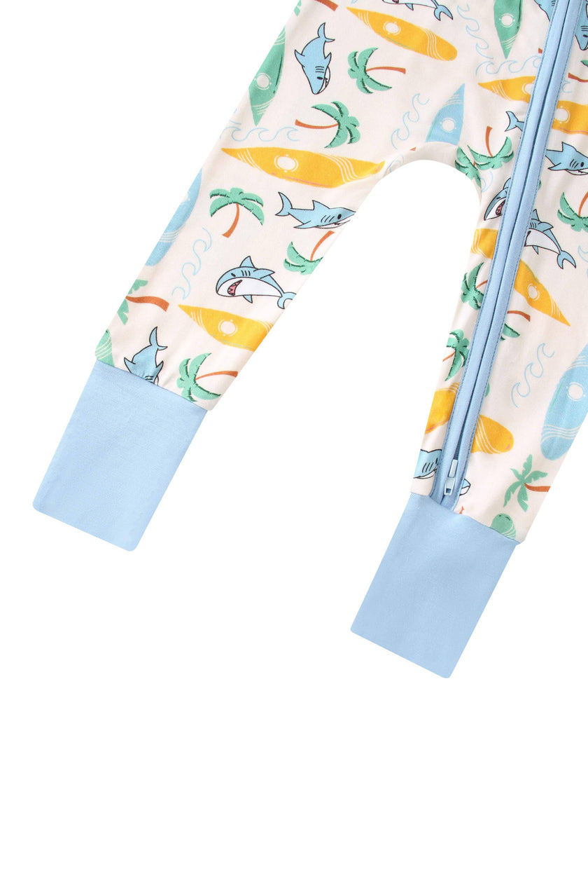 PoshTOT Beach Surfing Bamboo Baby Convertible Zippy Romper
