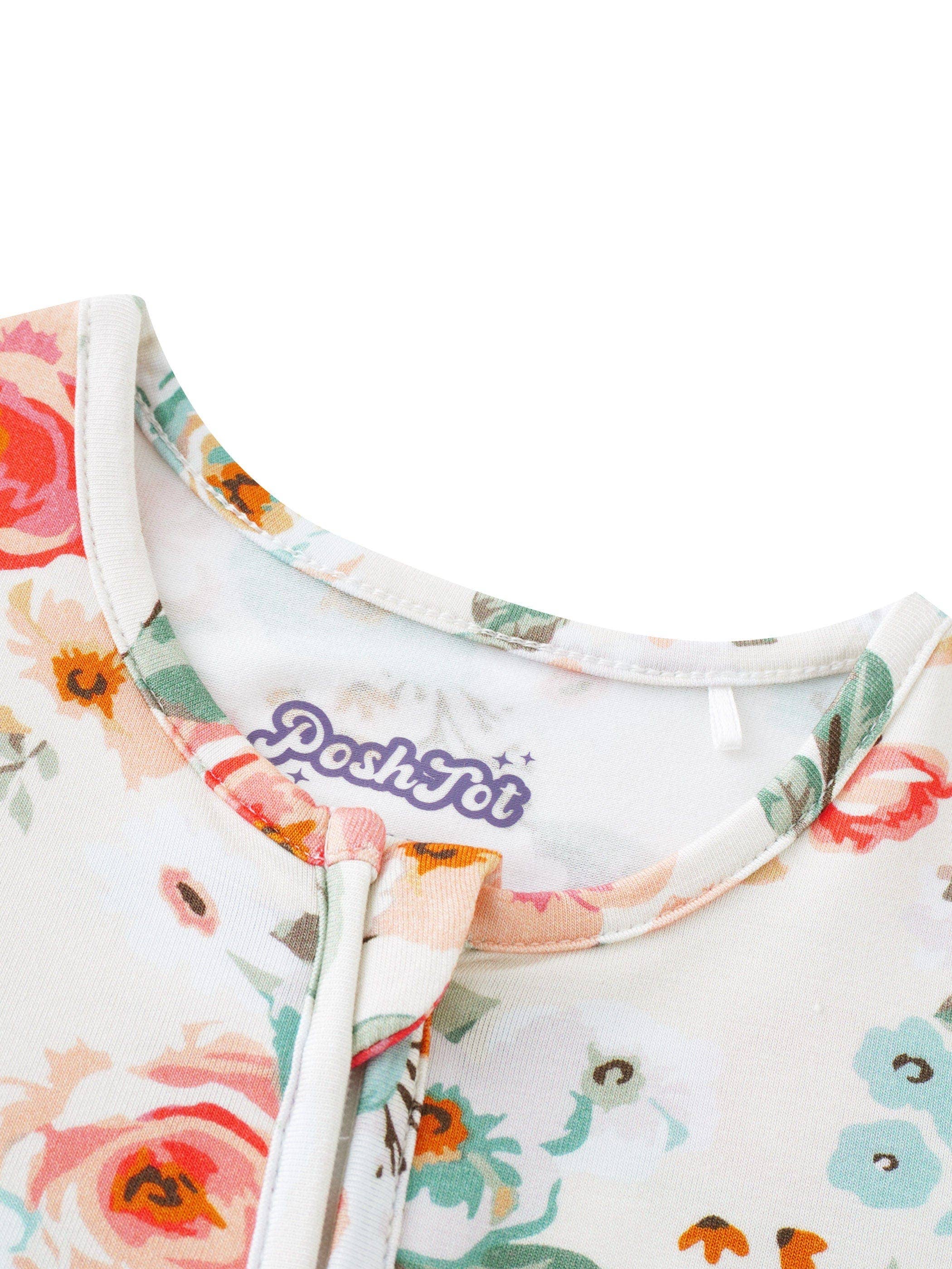 PoshTOT Retro Small Flowers Bamboo Baby Convertible Zippy Romper