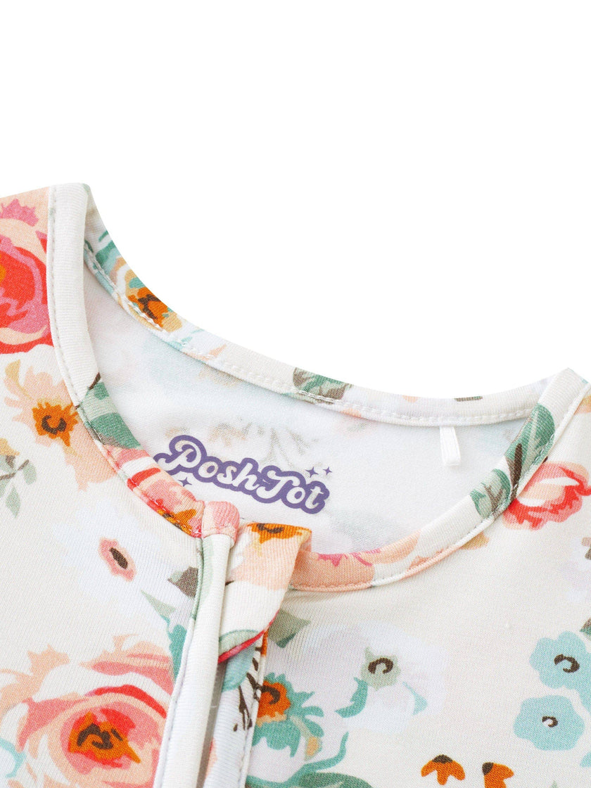 PoshTOT Retro Small Flowers Bamboo Baby Convertible Zippy Romper