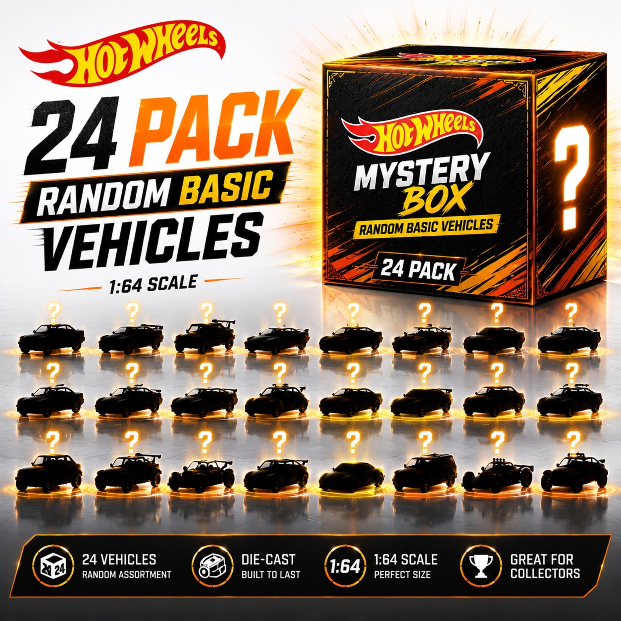 Hot Wheels Basic Mystery Blind Box Case | 24 Pack Diecast