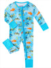 PoshTOT Sea Turtle Bamboo Baby Convertible Zippy Romper