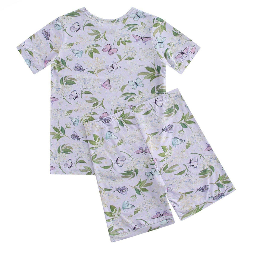 PoshTOT Purple Butterfly Print 2 Piece Short Sleeves PJ Set