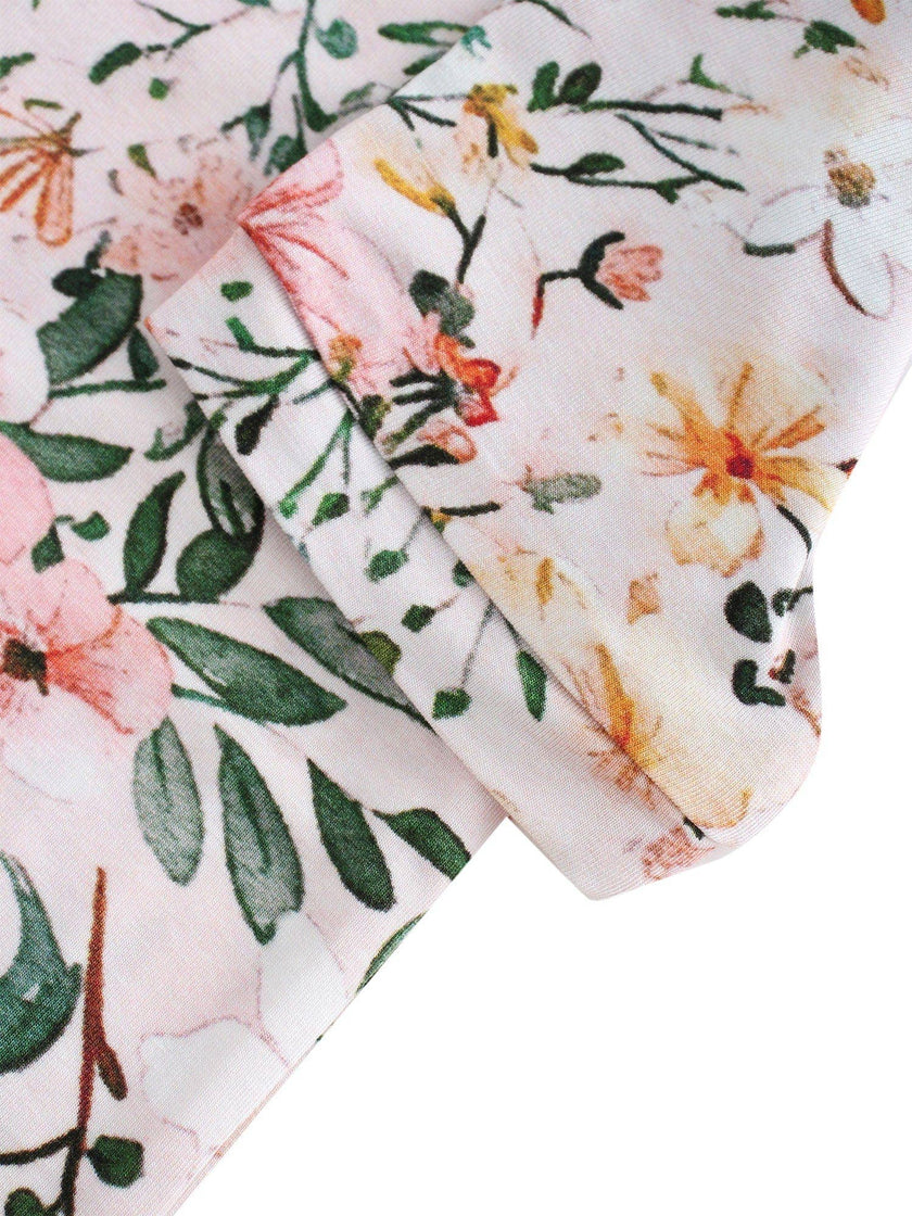 PoshTOT Pink Flower Print 2 Piece Short Sleeves PJ Set