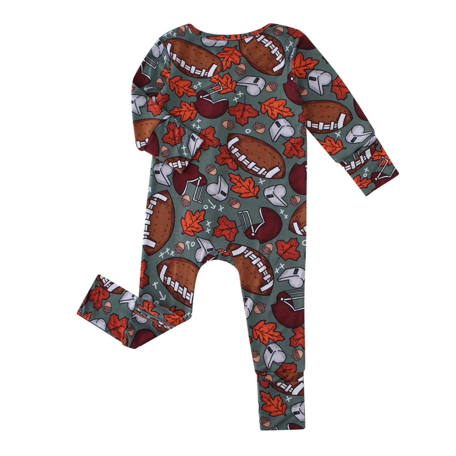 PoshTOT Football Bamboo Baby Convertible Zippy Romper