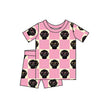 Checkered Doodles non ruffle | Two-Piece Short Sleeve Pajama Set