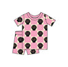 Checkered Doodles non ruffle | Two-Piece Short Sleeve Pajama Set