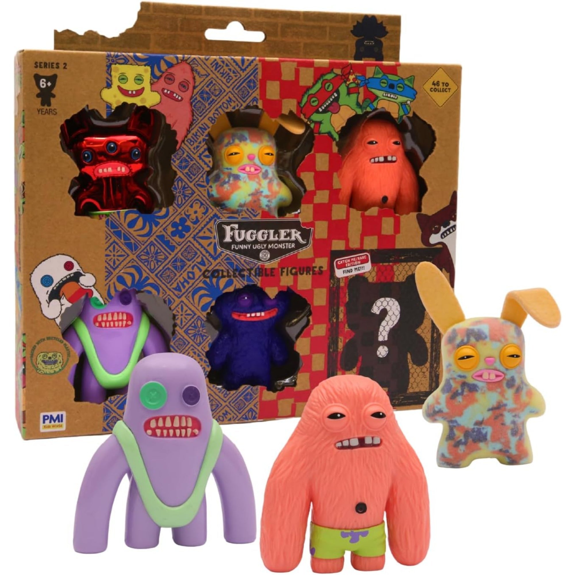 Zuru Fuggler Teenage Mutant Ninja Turtles SpongeBob 2.5 Inch Collectible Assorted Figures 6 Pack Random