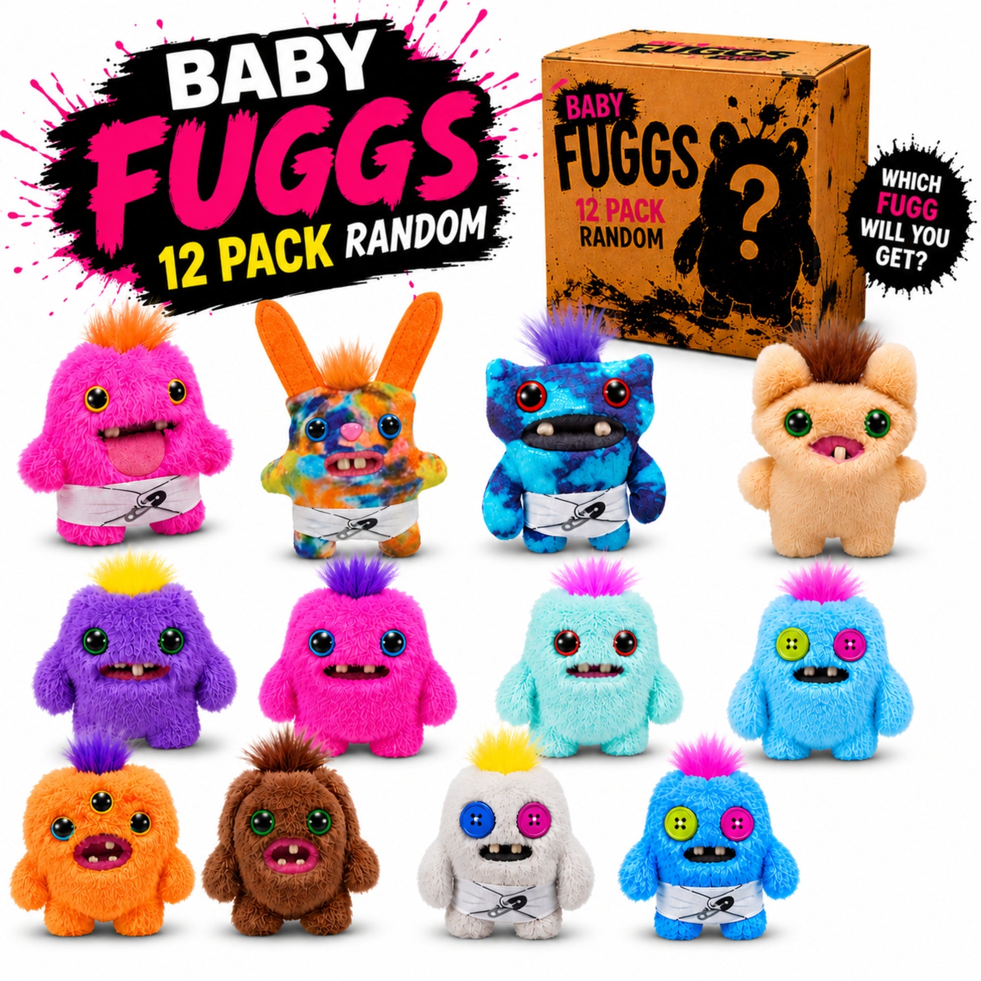 Zuru Fuggler Baby Fuggs Mystery Blind Box | 12-Pack 3.5 Inch Collectible Plush