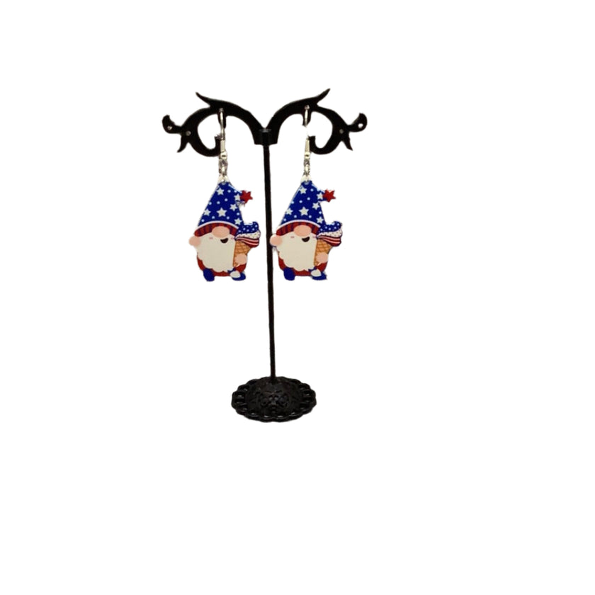 Americana gnome with Ice Cream Earrings