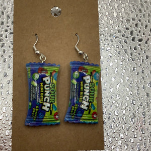 Sour punch candy earrings