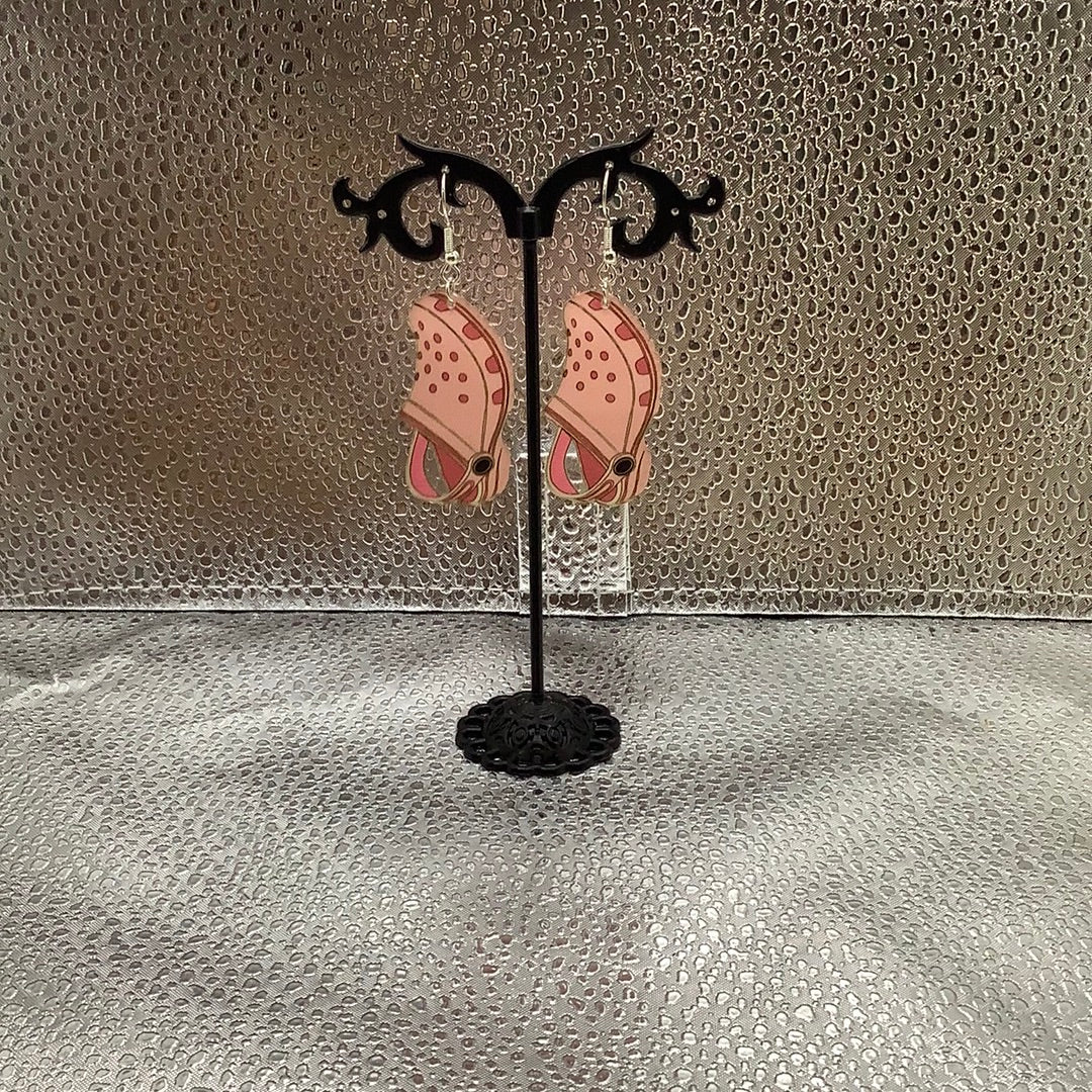 Pink charm shoe earrings