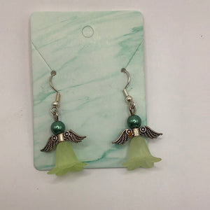green angel earrings