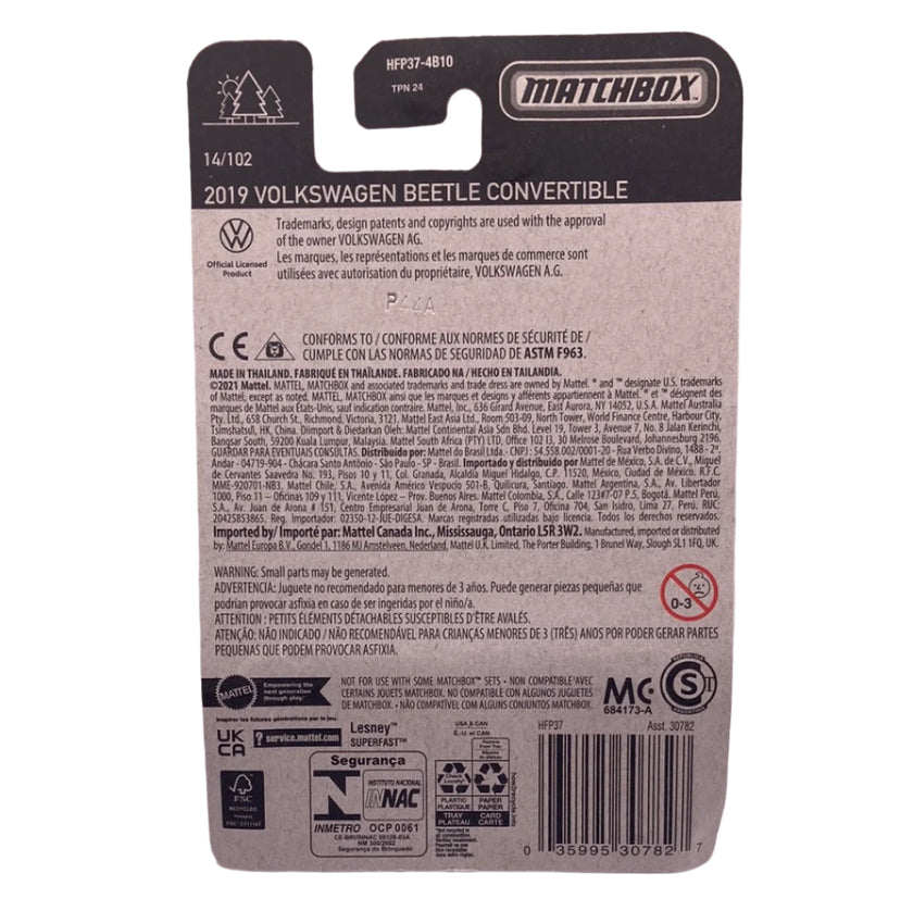 Matchbox 2019 Volkswagen Beetle Convertible Diecast