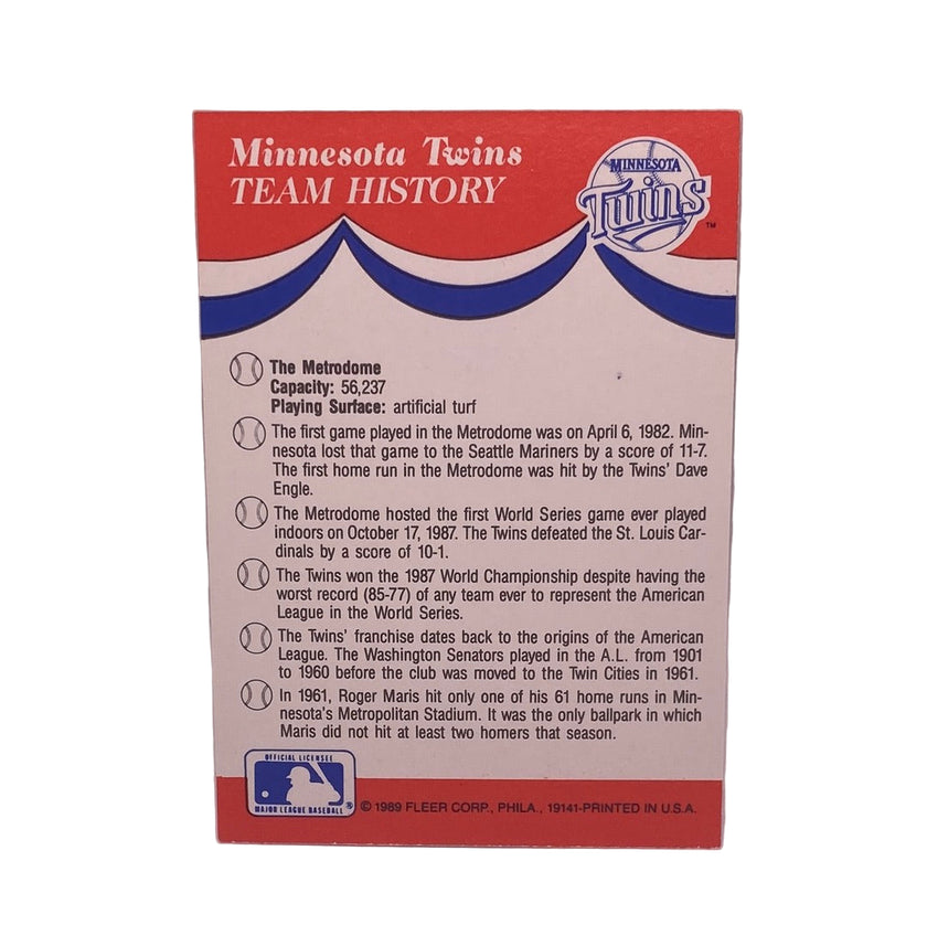 Fleer Minnesota Twins Sticker Sports Card