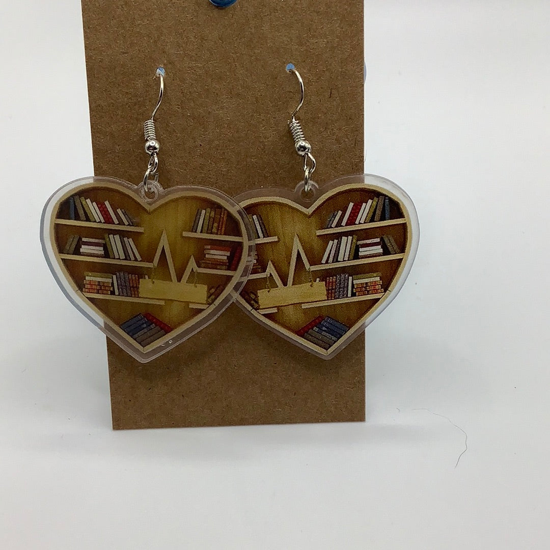 Heart w/books earrings 1A