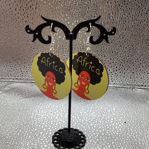 African woman round earrings