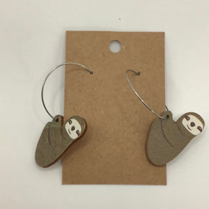 Wood Sloth Earrings