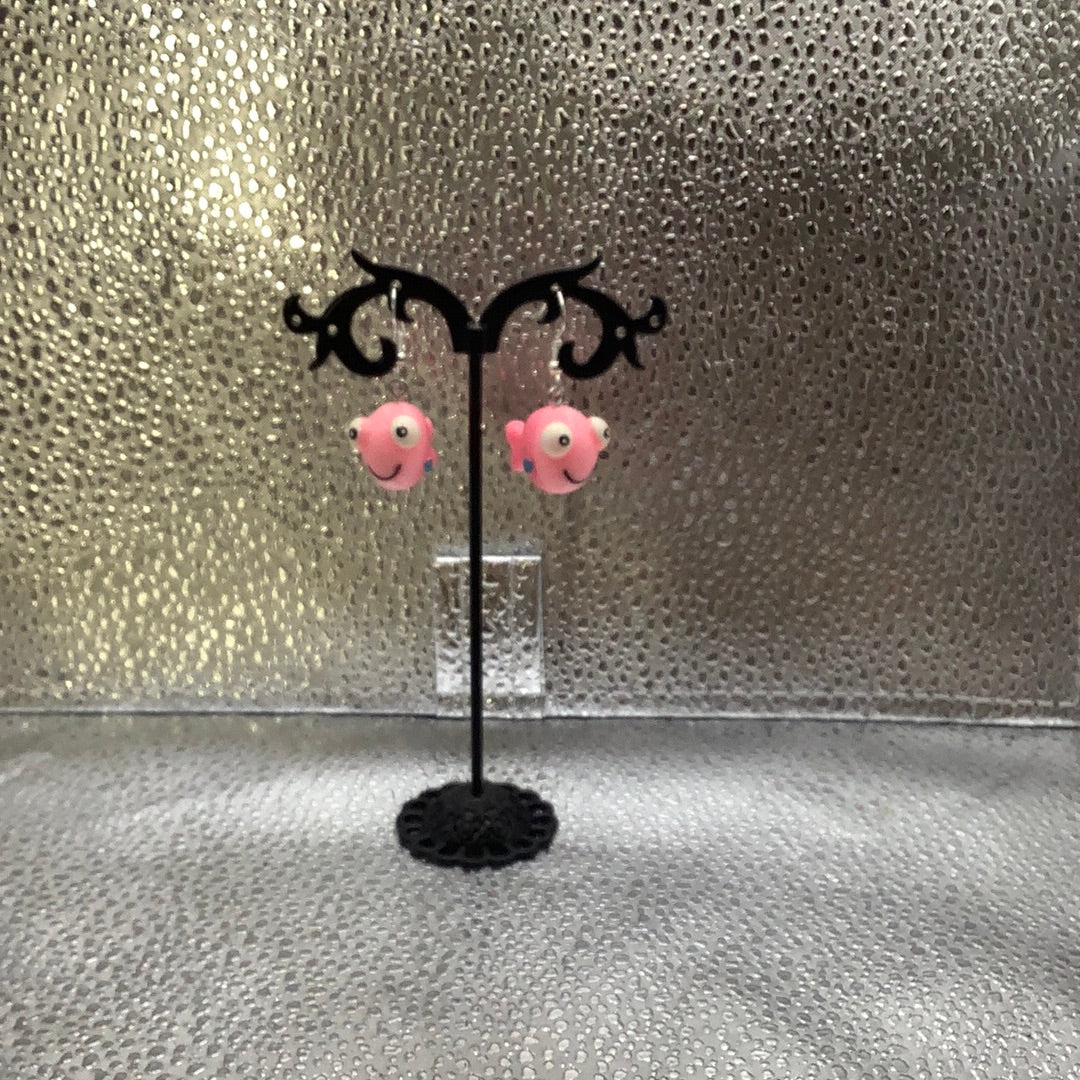 Pink fish earrings