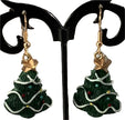 Christmas trees with gold star earrings