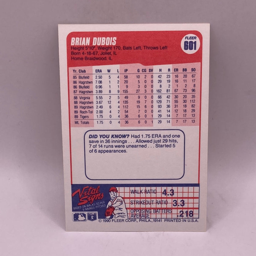Fleer Brian Dubois Sports Card
