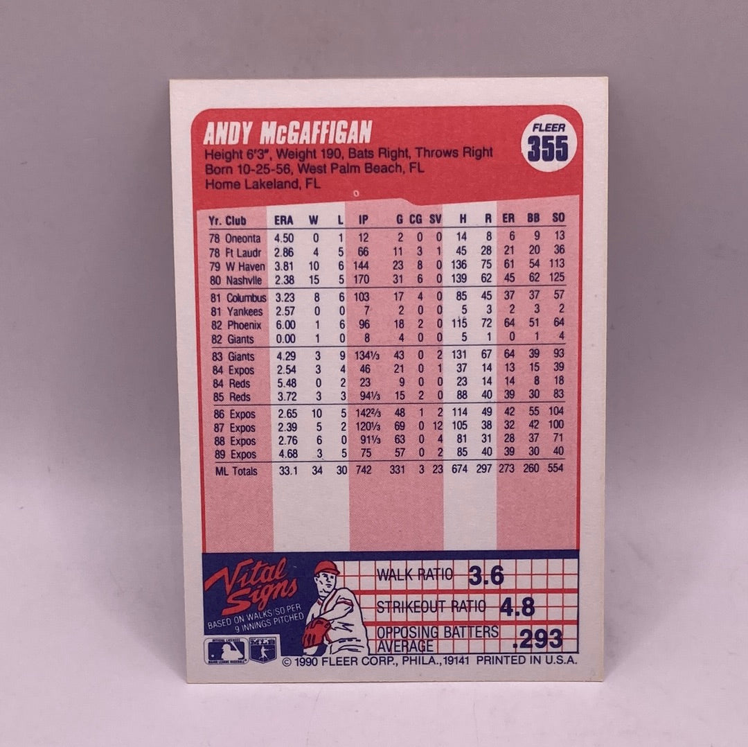 Fleer Andy McGaffigan Sports Card