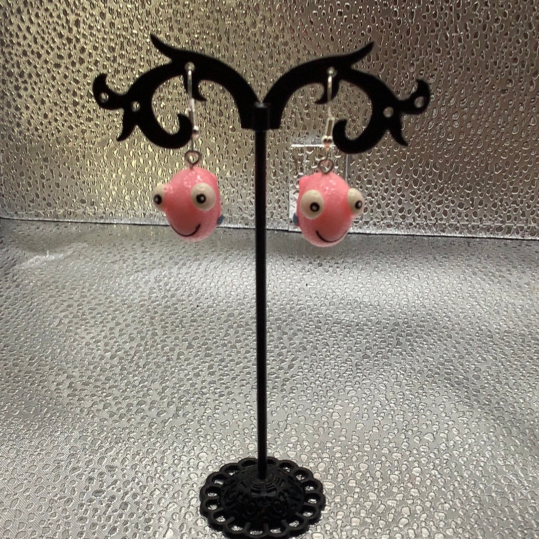 Pink fish earrings