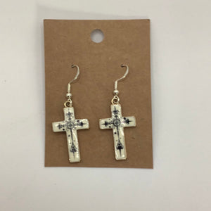 white cross earrings