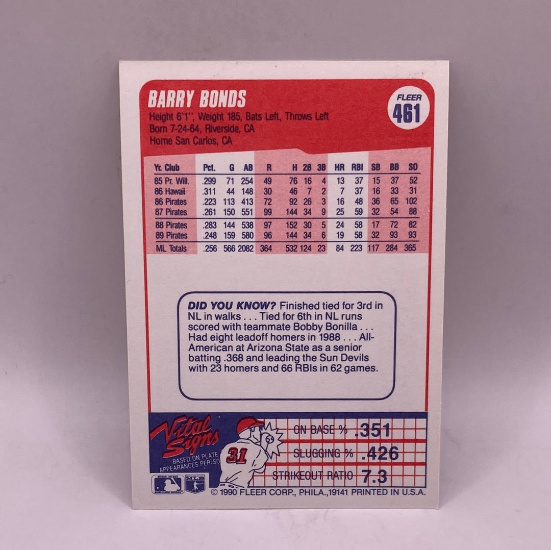 Fleer Barry Bonds Sports Card