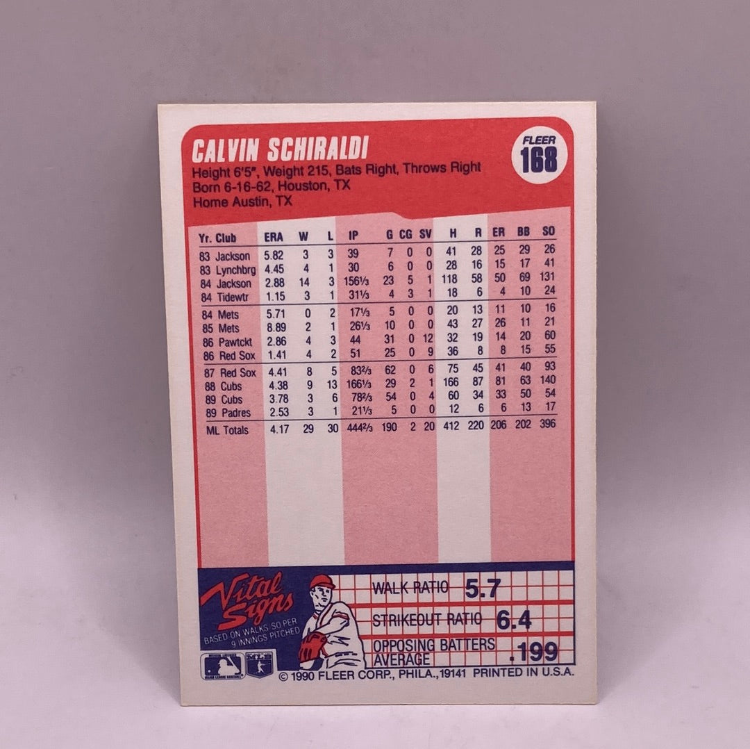 Fleer Calvin Schiraldi Sports Card