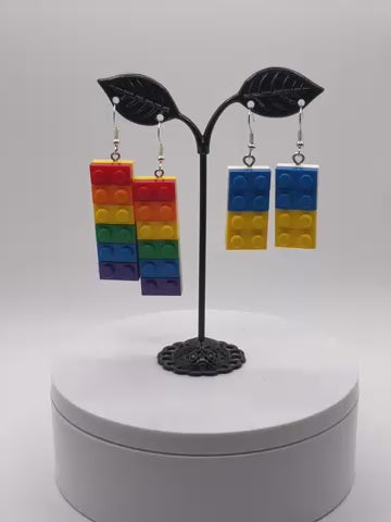 Pendientes de bloques de construcción arcoíris