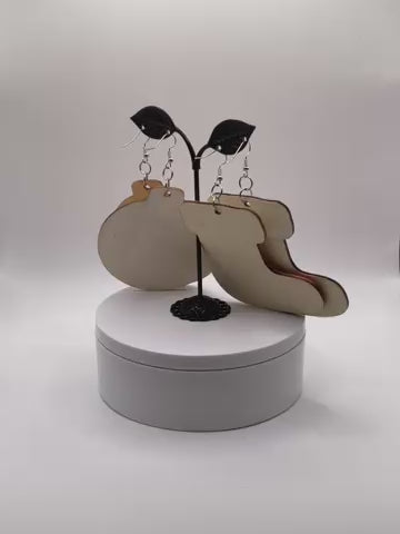 Large Wooden Christmas Earrings