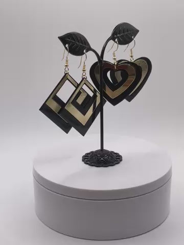 Black and Gold Layered Earrings