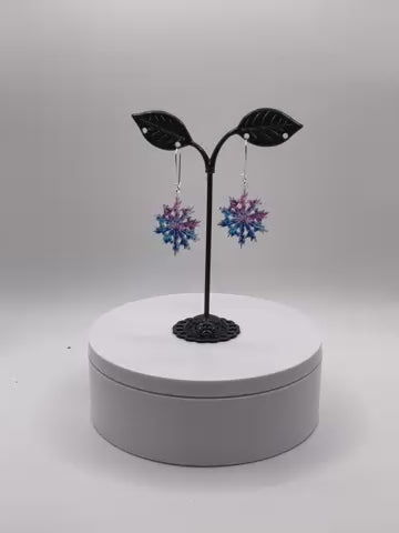 Blue and Purple Snowflake Earrings