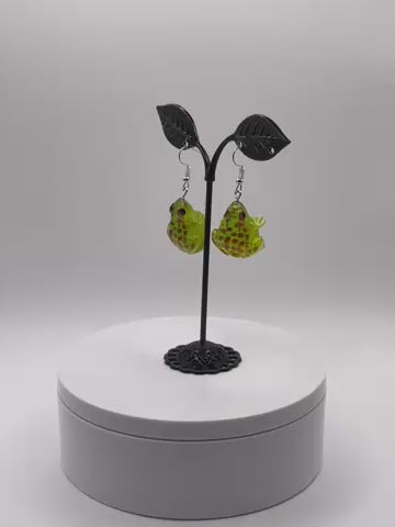 Green Frog Earrings