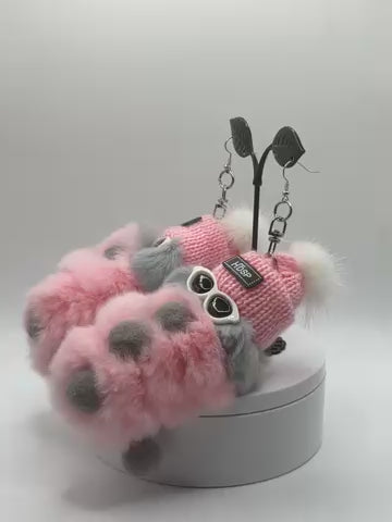 Rex Rabbit Fur Caterpillar Earrings