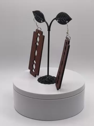 Wooden Razor Blade Earrings