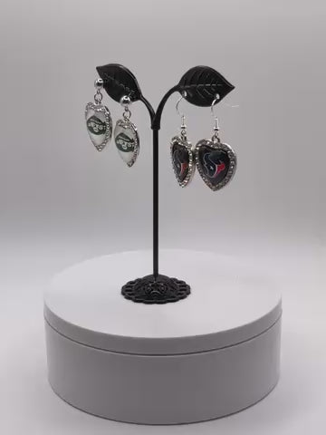 Football Heart And Crystal Earrings