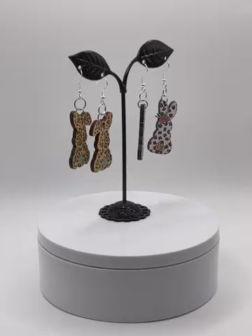 Cheetah Print Easter Bunny Earrings