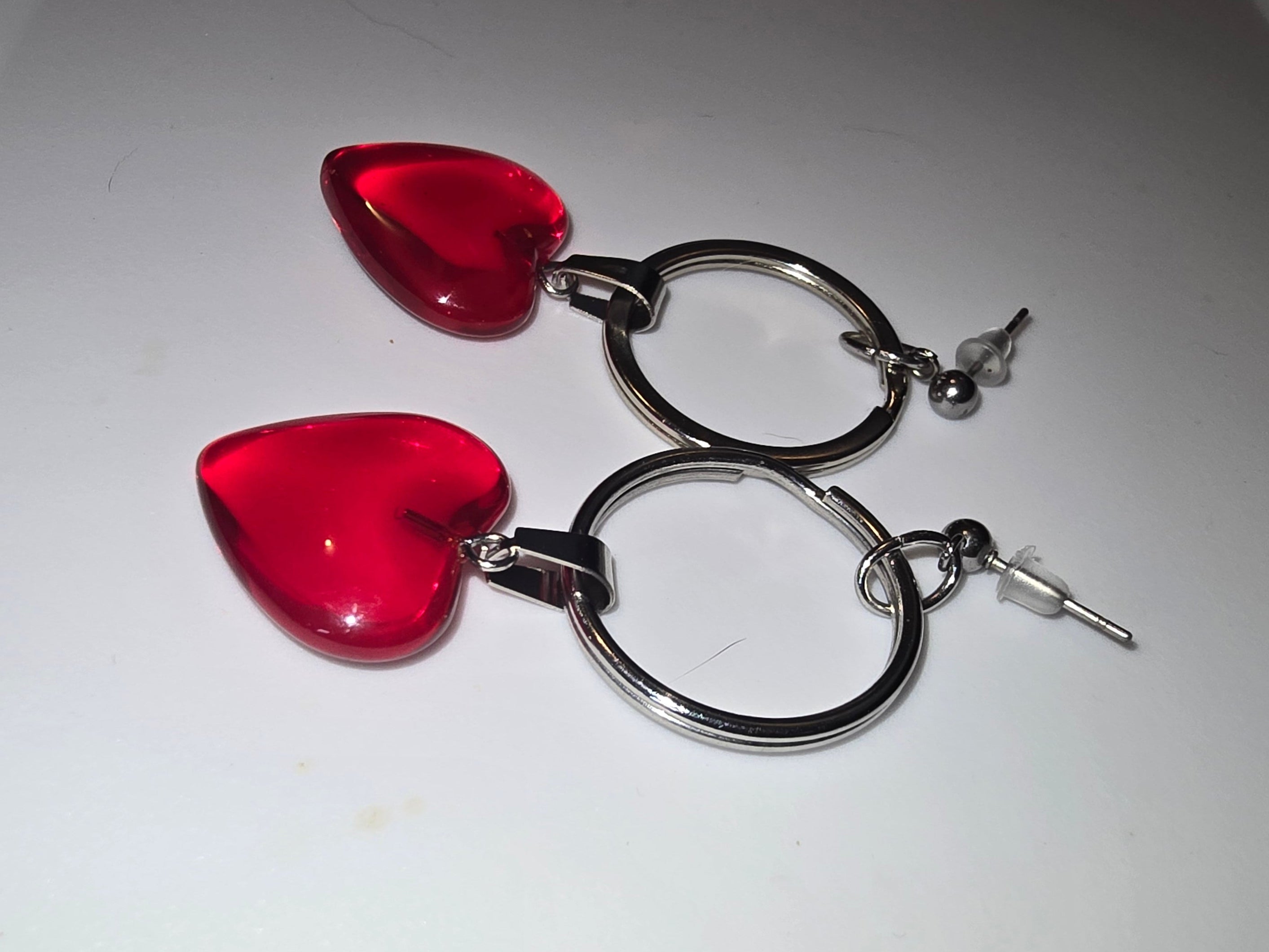 Red Heart Dangle Earrings