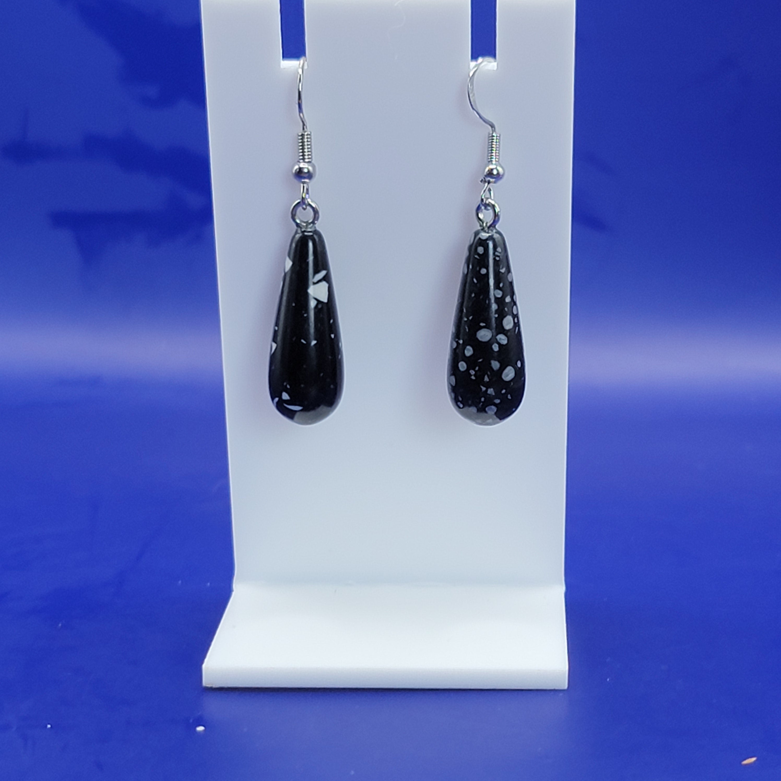 Black and white stone earrings