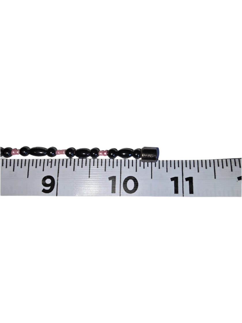 Black and Pink Magnetic Anklet with Cross