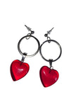 Red Heart Dangle Earrings