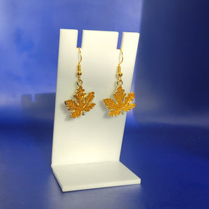 Orange leaf earrings