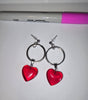 Red Heart Dangle Earrings