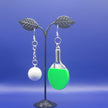 Green ping pong paddle and ball earrings