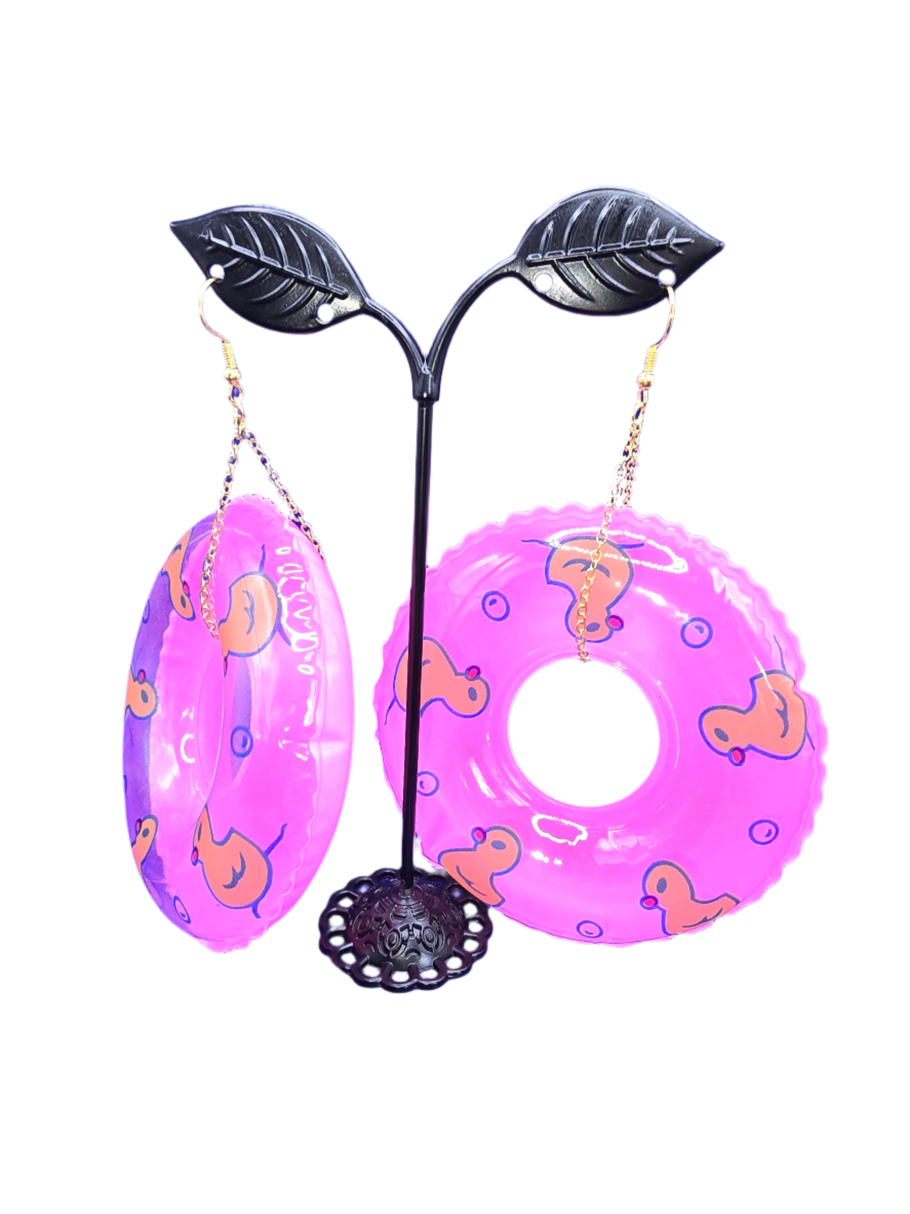 Pink Pool Float Ring Earrings