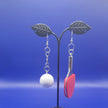 Red ping pong paddle and ball earrings