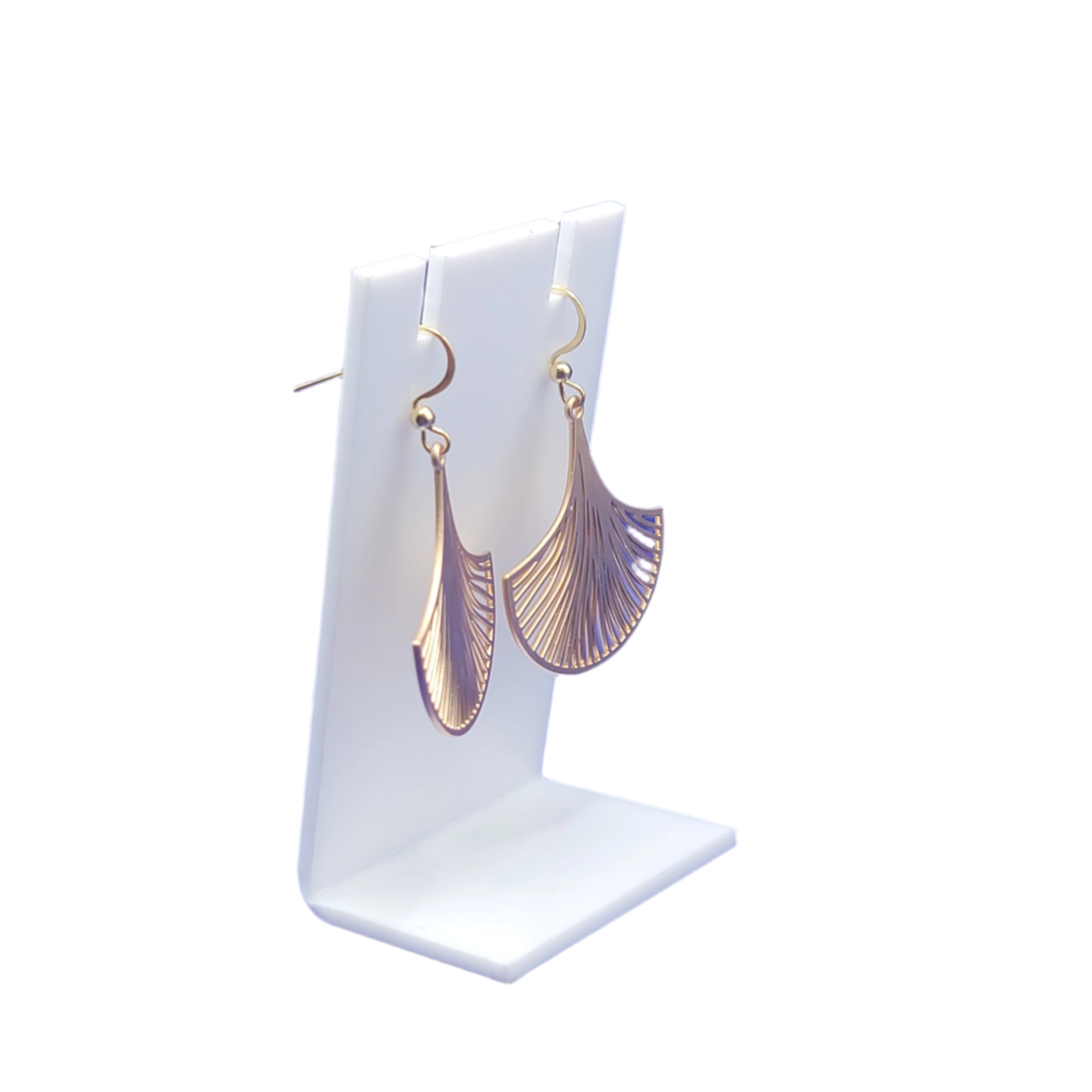 Gold fan earrings